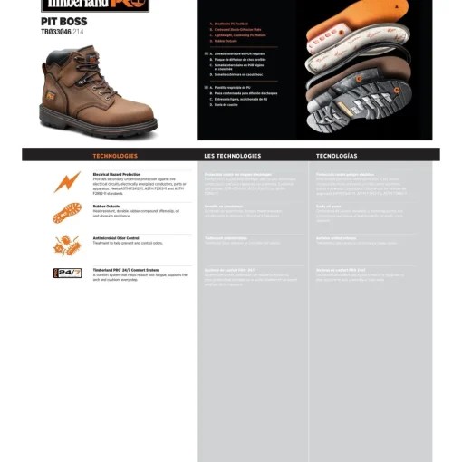 Timberland PRO Men's Pit Boss 6" Soft Toe Work Boots Brown TB133046214