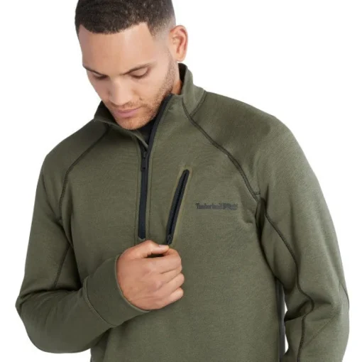 Timberland Pro Men's Reaxion 1/4 Athletic Fleece Jacket -Green- TB0A55RV369