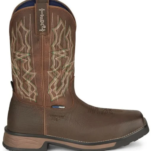 Tony Lama Men's Anchor 11' Comp Toe WP Western Work Boot -Brown- TW3415