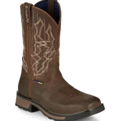 Tony Lama Men's Anchor 11' Square Toe WP Western Work Boot- Brown- TW3416