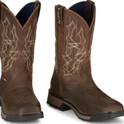 Tony Lama Men's Anchor 11' Square Toe WP Western Work Boot- Brown- TW3416