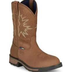 Tony Lama Men's Boom 11" Comp Toe WP Western Work Boot- Brown- TW3413
