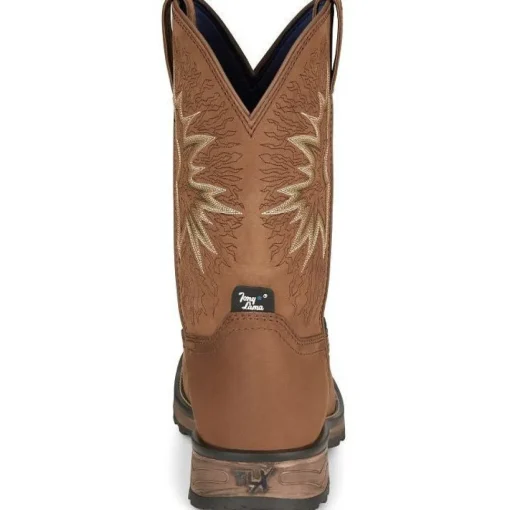 Tony Lama Men's Boom 11" Comp Toe WP Western Work Boot- Brown- TW3413