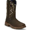 Tony Lama Men's Force 11" Wide Square Comp Toe WP Western Work Boot -Brown- TW3403