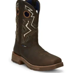 Tony Lama Men's Force 11" Wide Square Comp Toe WP Western Work Boot -Brown- TW3403