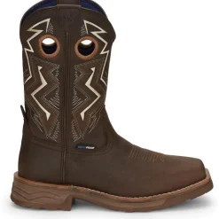 Tony Lama Men's Force 11" Wide Square Comp Toe WP Western Work Boot -Brown- TW3403