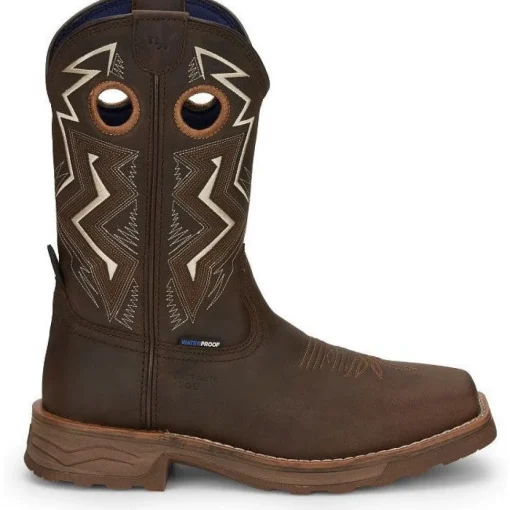 Tony Lama Men's Force 11" Wide Square Comp Toe WP Western Work Boot -Brown- TW3403