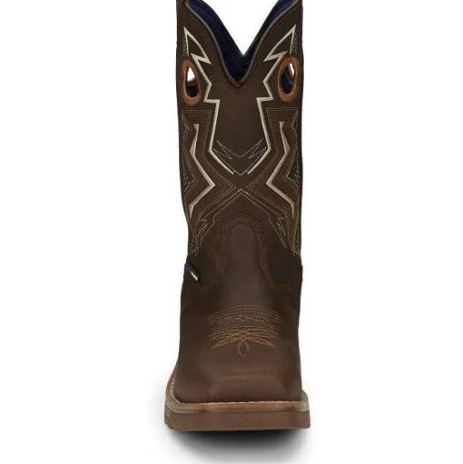 Tony Lama Men's Force 11" Wide Square Comp Toe WP Western Work Boot -Brown- TW3403