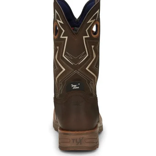 Tony Lama Men's Force 11" Wide Square Comp Toe WP Western Work Boot -Brown- TW3403