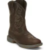 Tony Lama Men's Junction 11' Wide Square Toe WP Western Work Boot -Brown- RR3353