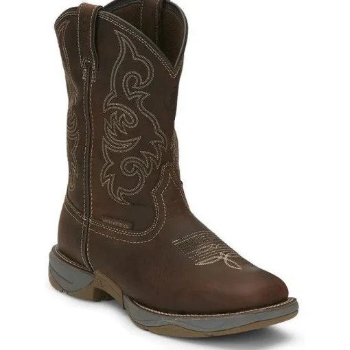 Tony Lama Men's Junction 11' Wide Square Toe WP Western Work Boot -Brown- RR3353