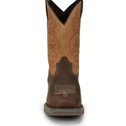 Tony Lama Men's Junction 11' Steel Toe Western Work Boot -Brown- RR3350