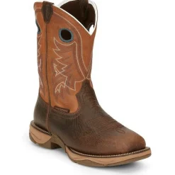 Tony Lama Men's Lopez 11" Steel Square Toe Waterproof Western Work Boot -Brown- RR3363