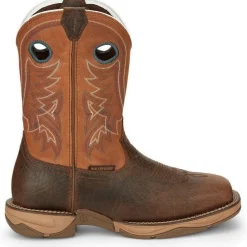Tony Lama Men's Lopez 11" Steel Square Toe Waterproof Western Work Boot -Brown- RR3363