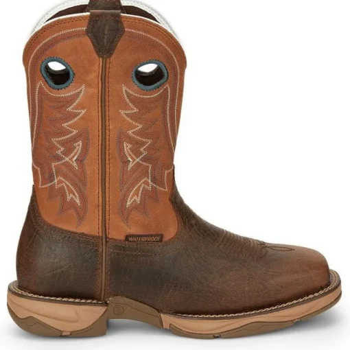 Tony Lama Men's Lopez 11" Steel Square Toe Waterproof Western Work Boot -Brown- RR3363