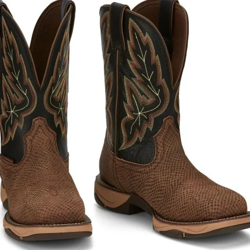 Tony Lama Men's Medford 11' Steel Toe WP Western Work Boot- Brown- RR3373
