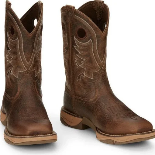 Tony Lama Men's Rasp 11" Square Toe WP Western Work Boot- Brown- RR3364
