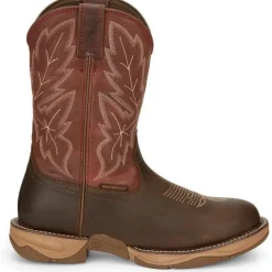 Tony Lama Men's Rasp 11" Wide Round Toe WP Western Work Boot- Brown- RR3362