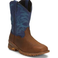 Tony Lama Men's Roustabout 11' Steel Toe WP Western Work Boot -Brown- TW5010
