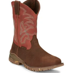 Tony Lama Men's Roustabout 11' Steel Toe WP Western Work Boot -Brown- TW5007