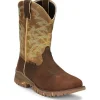Tony Lama Men's Roustabout 11' Steel Toe WP Western Work Boot -Brown- TW5006