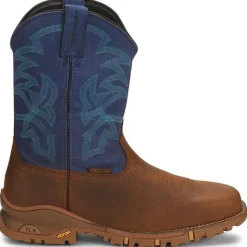 Tony Lama Men's Roustabout 11' Steel Toe WP Western Work Boot -Brown- TW5010