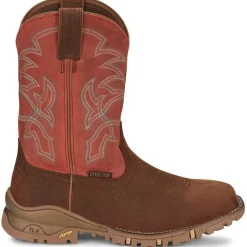 Tony Lama Men's Roustabout 11' Steel Toe WP Western Work Boot -Brown- TW5007