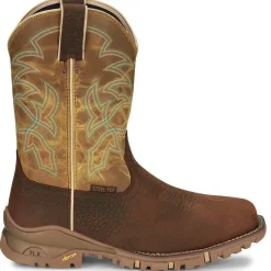 Tony Lama Men's Roustabout 11' Steel Toe WP Western Work Boot -Brown- TW5006
