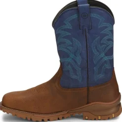 Tony Lama Men's Roustabout 11' Steel Toe WP Western Work Boot -Brown- TW5010
