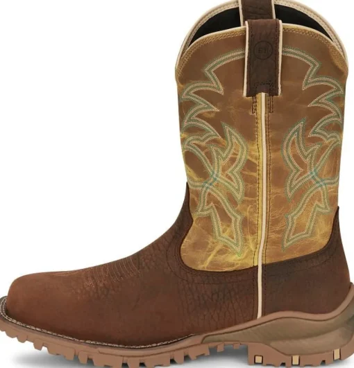 Tony Lama Men's Roustabout 11' Steel Toe WP Western Work Boot -Brown- TW5006