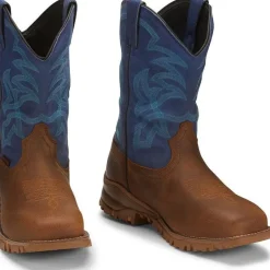 Tony Lama Men's Roustabout 11' Steel Toe WP Western Work Boot -Brown- TW5010