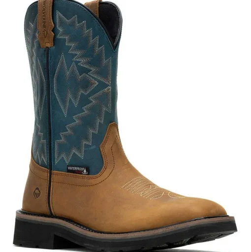 Wolverine Men's Rancher Arrow Steel Toe WP Western Work Boot- Blue - W241050