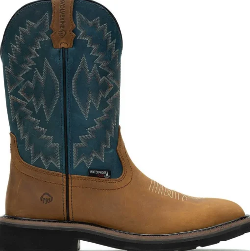 Wolverine Men's Rancher Arrow Steel Toe WP Western Work Boot- Blue - W241050